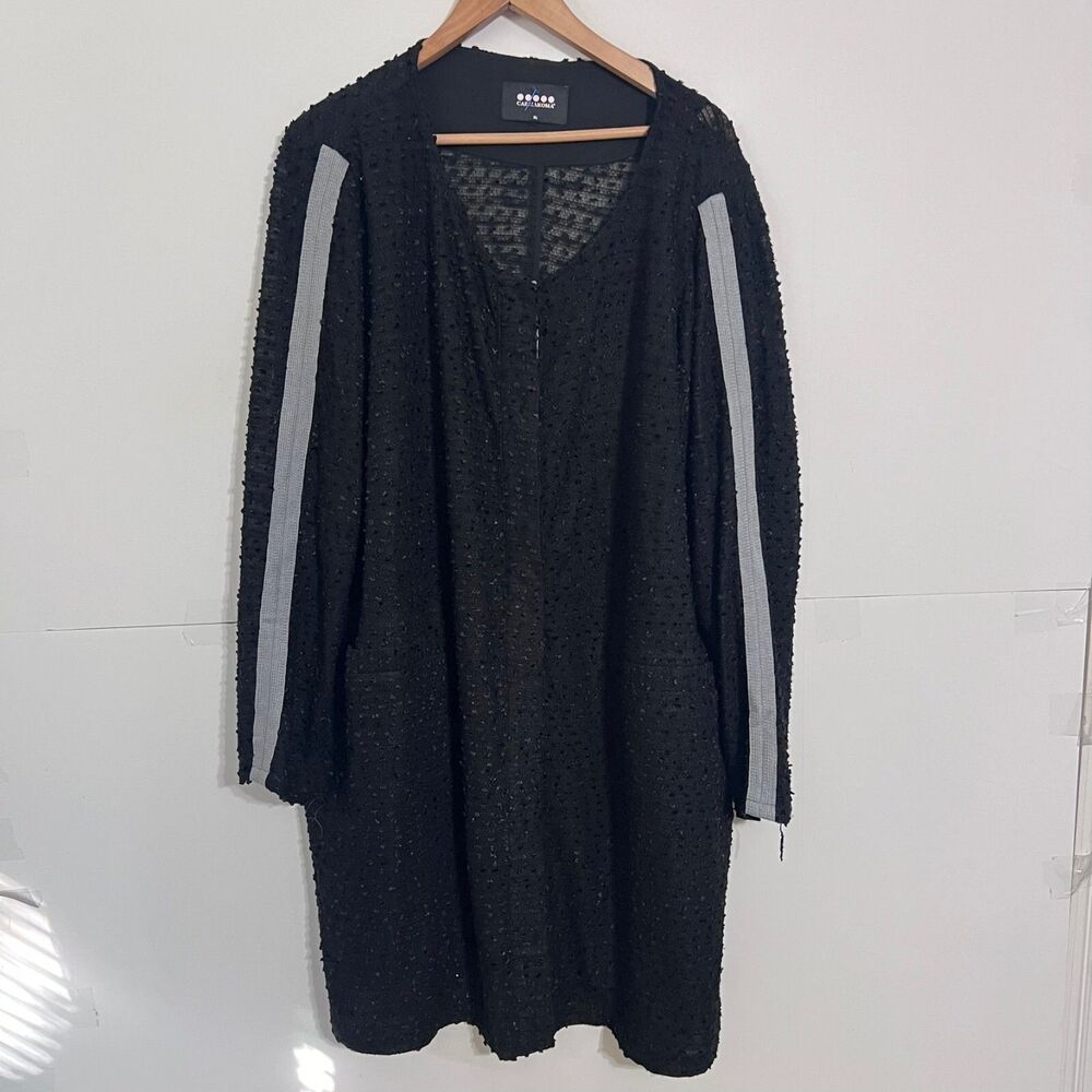 Carmakoma Womens Sweater Dress Size XL Black Boucle Full Snap Button Pullover